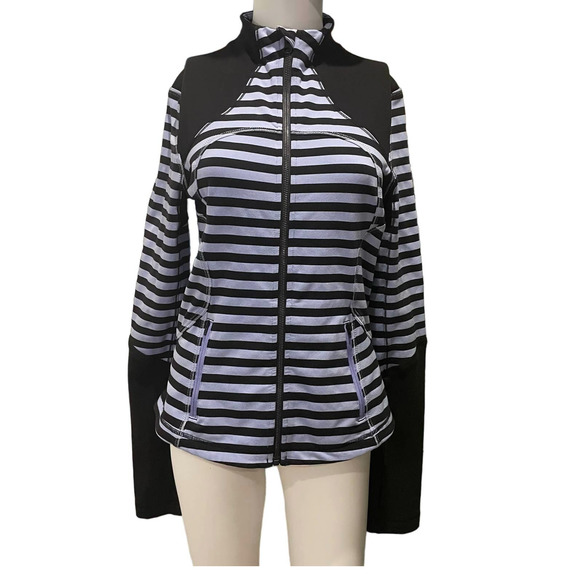 Lululemon Womens Forme Jacket Size 8 Black Lilac Striped Sea Stripe Polar Haze - Picture 1 of 10
